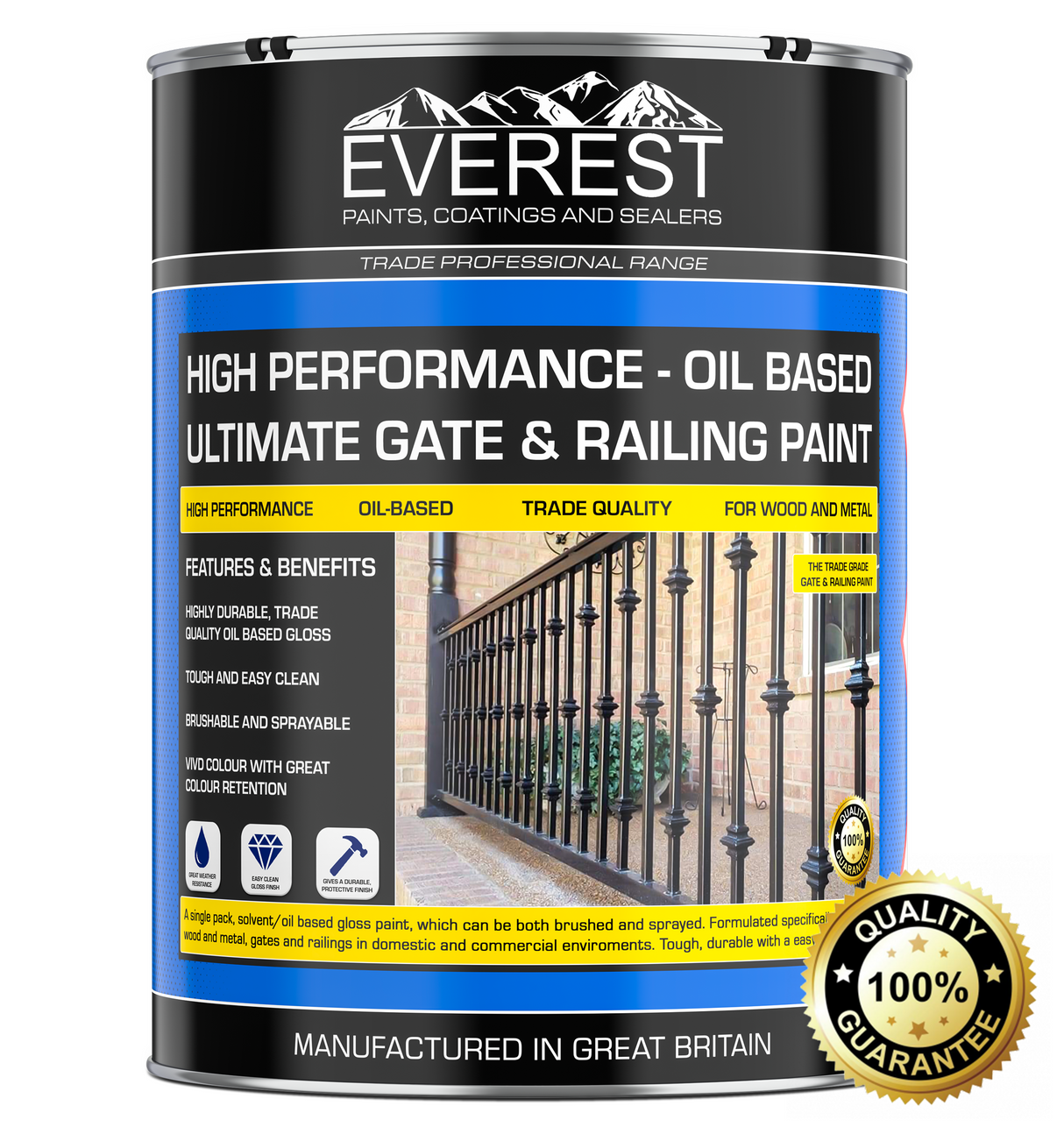 Everest Paints - Peinture ultime pour portails et balustrades - Revêtement à base d'huile