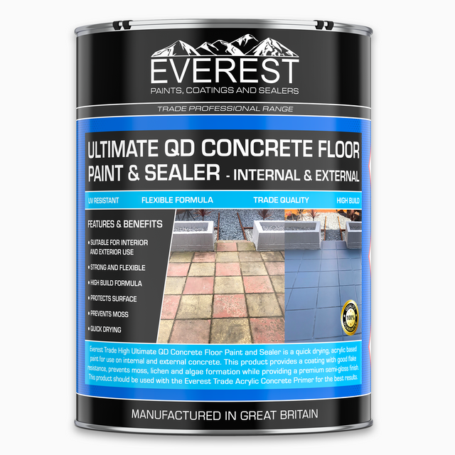 Can of Everest Ultimate QD Concrete Floor Paint & Sealer on a white background