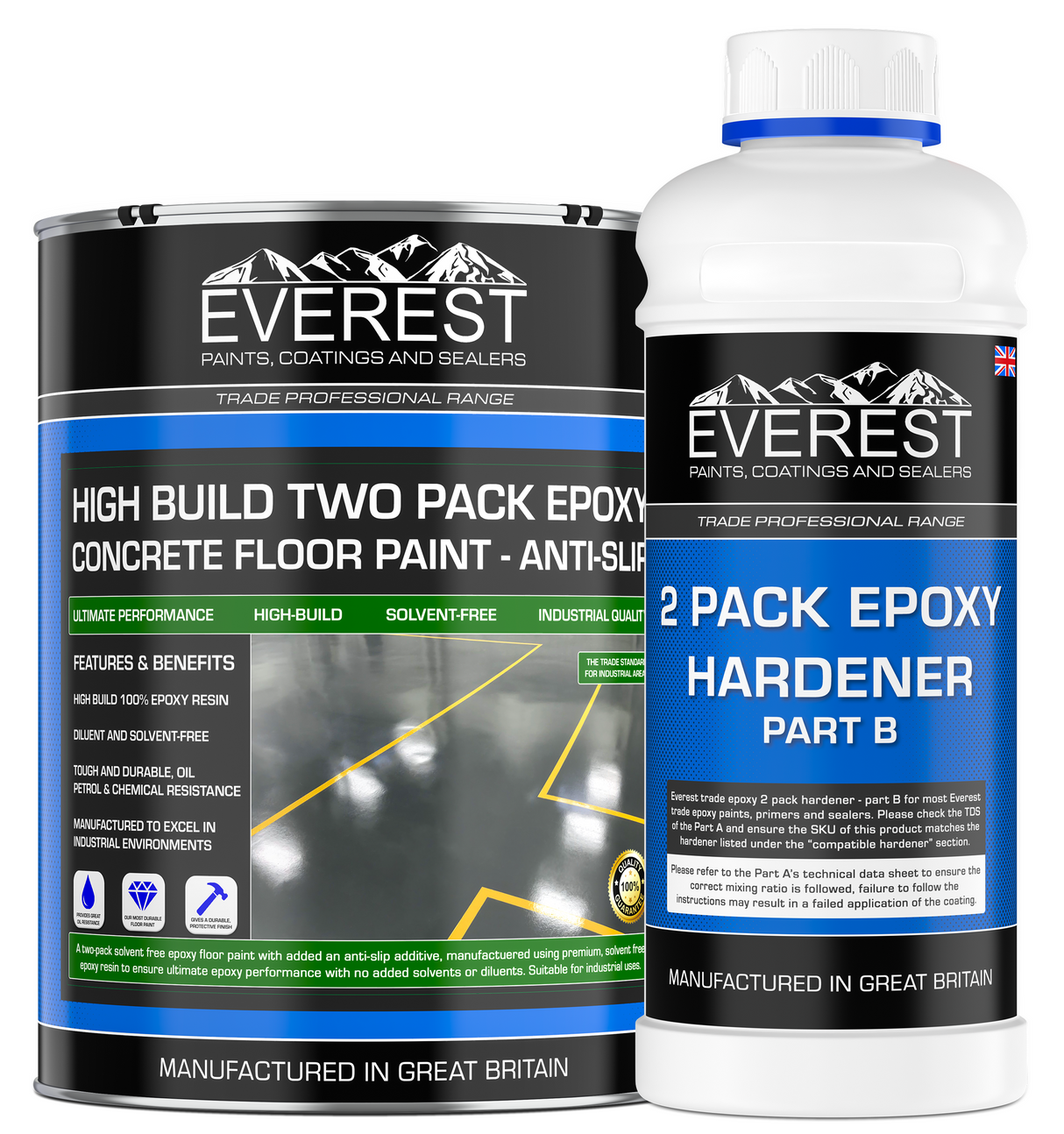 Everest - Epoxy Floor Paint Anti-slip 2 Pack with hardener